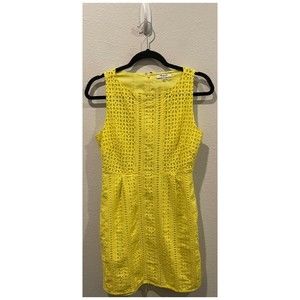 MADEWELL Eyelet Trail Yellow Sleeveless Mini Dress